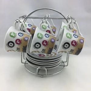 Espresso cups with coffee letters