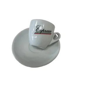 Palermo White Espresso cups “Espresso motif”, by Nuova Point, set of 6, Made in Italy!
